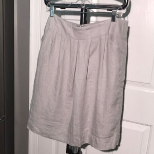 Talbots 16 Light Gray Linen Skirt w/Pockets and Back Slit Fully Lined w/belt